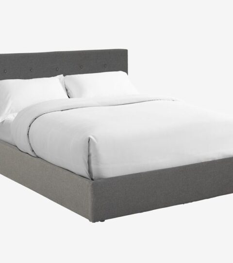 Cadre De Lit ALNOR 140×190 A/rangement Tissu Gris Foncé