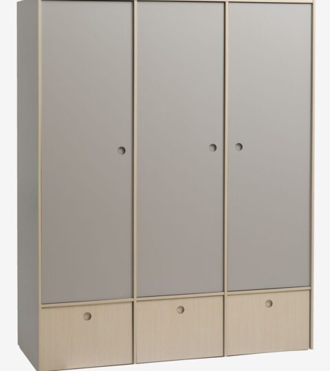 Armoire ANNISSE 160×200 3 Portes Gris/naturel