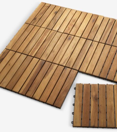 Dalle De Terrasse KNEKKAND L30xL30 Bois Naturel 9pcs/lot