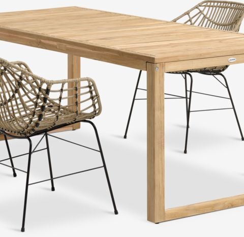 EBBESKOV L196 Table Teck + 4 ILDERHUSE Chaises Naturel